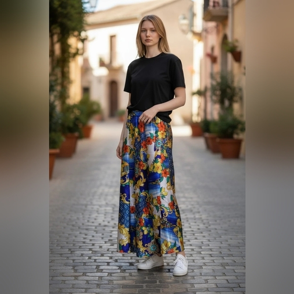 Her Destiny Dresses & Skirts - Her Style Blue Floral Multicolor Belted Maxi Skirt - Women Size Xlarge